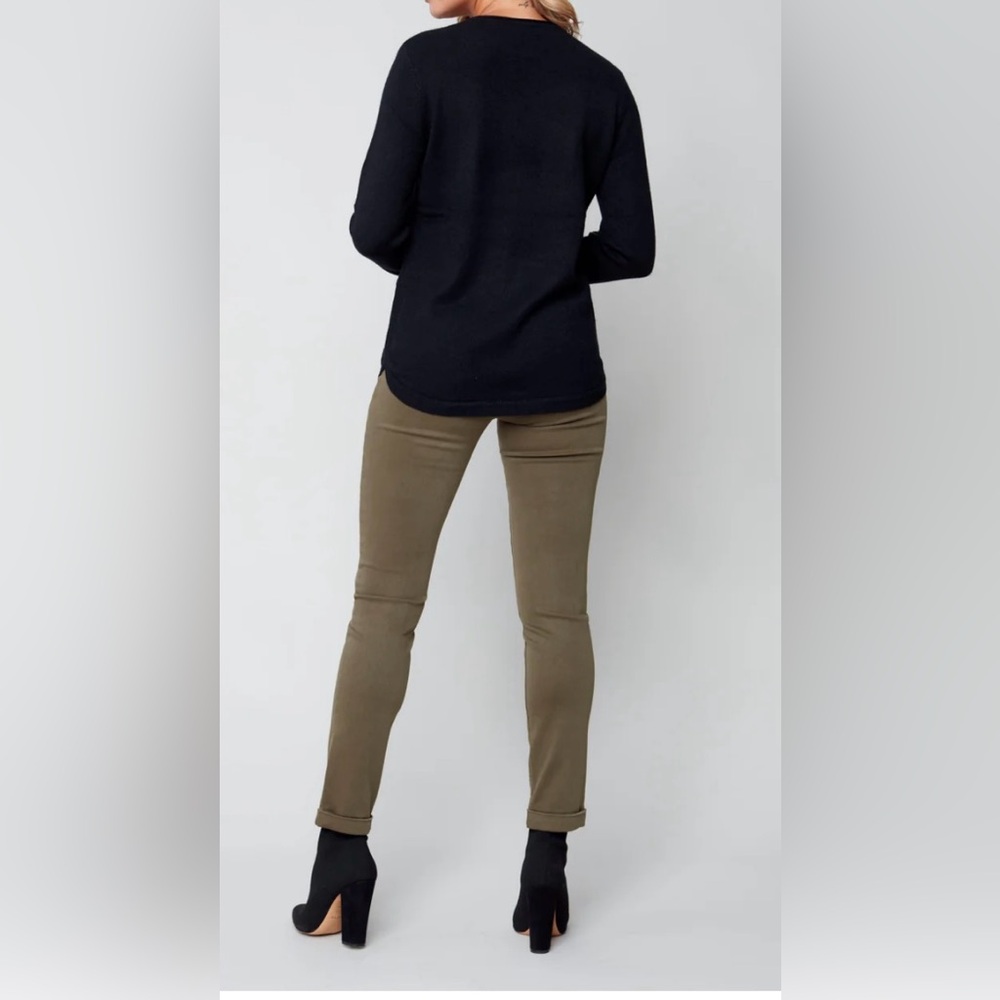 NWT. Charlie B Scribble Design Black Sweater with Colorful Abstract Design - Picture 2 of 12